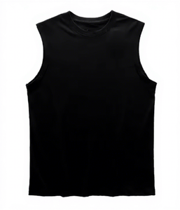 <b>Men's</b> <b>White</b> Sleeveless O-Neck Tank Top Solid Knitted Casual <b>Vest</b> Plain Dyed Breathable Style - Product Image 2