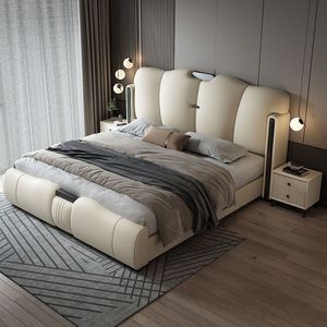 中国工厂优质面料卧室特大床双人床框架 - Product Image 4