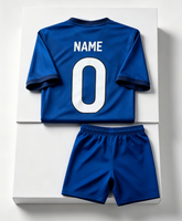 Ensemble de maillot de football bleu personnalisé, nom et numéro 0 imprimés, uniforme de football pour hommes, kit de maillot d'entraînement à manches courtes, short