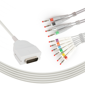 Fabriekslevering Compatibel Met Mortara 7706 Ekg Leadwire Kabel 7517 10 <span class=keywords><strong>Leads</strong></span> Banaan 4.0Mm Aha Ekg Kabel - Product Image 4