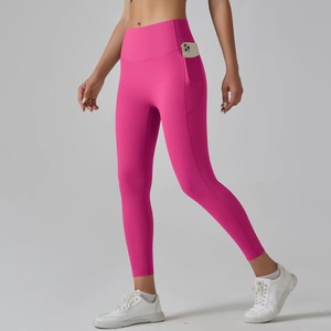 Leggings de yoga taille haute pour femmes, poches latérales pour téléphone, respirants, sans couture, séchage rapide, pantalon de fitness, élasthanne/polyester, taille élastique - Product Image 2