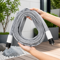 Tuyau d'arrosage extensible gris moderne de 25 pieds, tuyau d'eau flexible magique avec connecteurs universels, tuyau extensible peu encombrant moderne