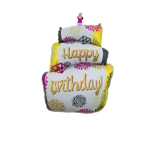 Vendita calda della fabbrica torta di compleanno decorazioni per feste foil palloncino personalizzato a forma di torta palloncini di riempimento aria all'ingrosso