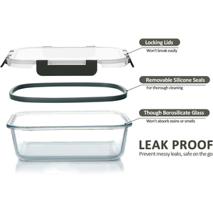 <b>Kitchen</b>&Housewares Customized High Borosilicate Mini Glass Box Lunch Food Container Locking Lid Airtight <b>Label</b> Baby Crisper - Product Image 3