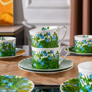 White Daisy Floral Porcelain Coffee <b>Cup</b> <b>Set</b> Elegant Green Leaf Pattern Ceramic Tea <b>Cup</b> For Afternoon Tea Home Decor And Gift - Product Image 4