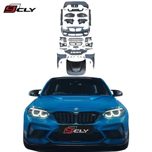 Saia para carro de alta qualidade, para bmw 2 series f22 m2 f87 atualização m2c, kit de corpo largo, bumper frontal e traseiro, saia lateral do pára-choque