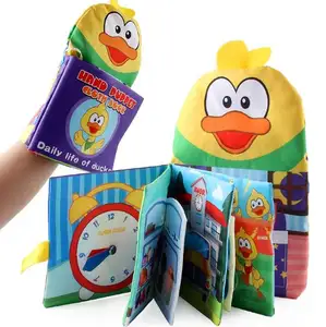 Weiches Stoff buch für Babys mit Handpuppen-Stoff buch, Little Yellow Duck Touch und Feel Crinkle Baby-Stoff buch