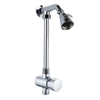 Ensemble de douche à bouton-poussoir avec robinet à fermeture automatique à temporisation, eau froide, montage en surface, chromé, pour salle de bain publique, pommeau de douche commercial