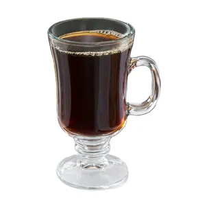 Tasse en verre à pied Libbey de 250ml pour tasse debout de café irlandais Latte avec tige de poignée pour boissons jus Dessert Milkshake Pudding