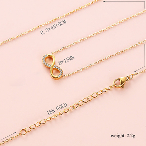 <span class=keywords><strong>Collier</strong></span> <span class=keywords><strong>personnalisé</strong></span> vintage avec pendentif numéro porte-bonheur en zircon et breloque boucle infinie en acier inoxydable plaqué or 18 carats pour <span class=keywords><strong>femme</strong></span> - Product Image 4