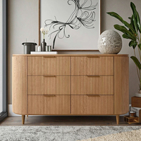 Commode de rangement de luxe Byron à 6 tiroirs en chêne massif courbé, fabriquée à la main, écologique, design européen moderne, taille et couleur personnalisables
