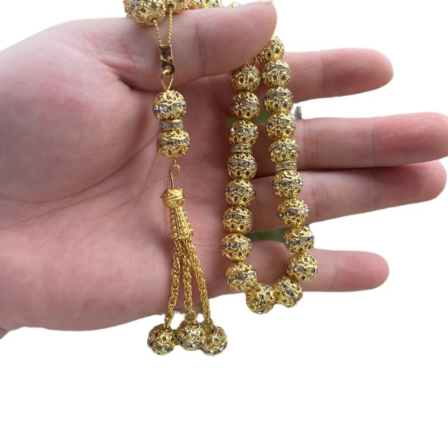 New Luxury Gold 33 Prayer Beads Size 10MM Zinc Alloy Material  Muslim Islamic Prayer Beads Jewelry