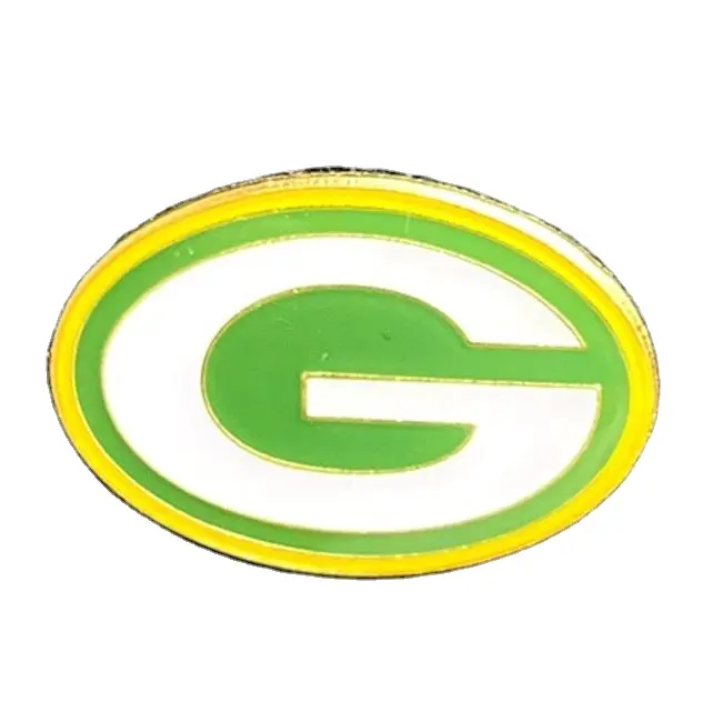 Özel yeşil Bay Packers broş amerikan futbolu tarzı dekorasyon Metal Pin giyim dekorasyon stokta