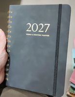Agenda Semanal y Mensual 2027, Cuaderno Espiral de Tapa Dura Premium A5, 140 Páginas, Agenda con Anillas, Estampado en Relieve, El Mejor Regalo, Cuadernos