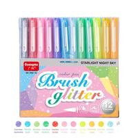 Surligneurs effaçables à base d'eau Guangna Candy Colors Creative, 12 couleurs, avec pointe pinceau ronde, pour l'école et le bureau, vente en gros, personnalisation usine