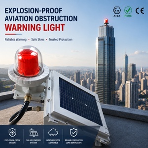 Luz de Advertencia de Obstrucción de Aviación con Panel Solar, Baliza de Alarma Sonora a Prueba de Explosiones LED para Aeropuertos, ATEX IP66 - Product Image 1