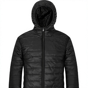 Men's Hooded Puffer Jacket Solid Color Windproof Zip-Up Winter <b>Coat</b> Casual Outerwear Polyester Filled Slim Fit <b>Heated</b> - Product Image 1