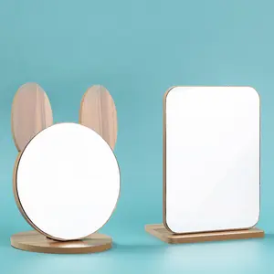 定制logo木框镜子美容促销礼品动物造型化妆品化妆镜桌面迷你桌面镜子