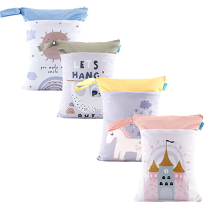 Happyflute ถุงผ้าอ้อมสำหรับเด็กใช้ซ้ำได้มีซิปแบบพกพากันน้ำถุงเปียกสำหรับเสื้อผ้าเปี<span class=keywords><strong>ยก</strong></span>พิมพ์ลายชายหาดถุงเปี<span class=keywords><strong>ยก</strong></span> - Product Image 3