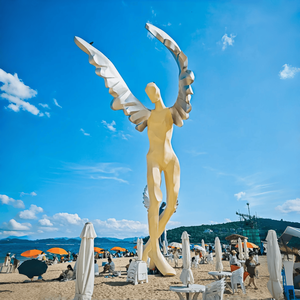Escultura Humana Alada Abstracta Gigante de Fibra de Vidrio Personalizada, Estatua de Ángel Facetada para Plaza Pública, Instalación Artística Emblemática Turística - Product Image 5