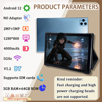 Nouvelle tablette PC Android 12 10,1 pouces MTK Octa Core 3 Go/64 Go 5G WiFi Clavier Écran IPS Utilisation professionnelle
