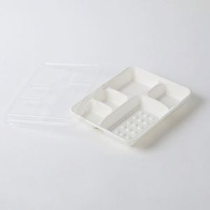 Boîte alimentaire blanche biodégradable en bagasse de canne à sucre, emballage jetable compostable pour plats à emporter, vaisselle à 4/5/6 compartiments - Product Image 4