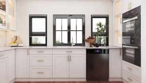 Shaker Style Kitchen <b>Cabinet</b> Crown Moulding with Wine Cellar Granite Backsplash Waterproof Design - Product Image 5