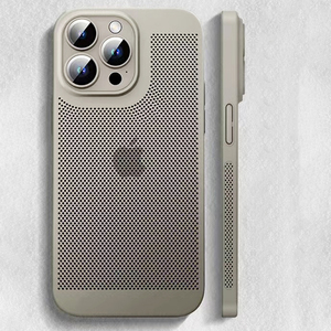 Dissipation de la chaleur avec étui de Protection de Film <span class=keywords><strong>d</strong></span>'objectif couverture de téléphone de <span class=keywords><strong>grille</strong></span> respirante pour iPhone 16 15 14 13 12 11 Pro Max - Product Image 2