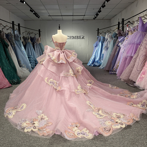 Robe de bal rose en mousseline Dy8552, décolleté cœur, taille naturelle, broderie 3D, robe de soirée vintage, tenue de cérémonie pour adulte - Product Image 2