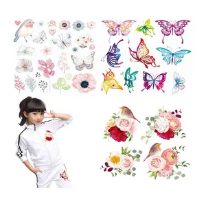 Изготовленные на заказ заплаты для детей различных бабочка птицами и розами платье со шлейфом для маленьких девочек и мальчиков, передача тепла наклейки украшения