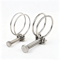 Stainless Steel Double Wire Hose Clamp Heavy Duty Double Wire Tube Fastener Adjustable Screw Type for Marine Agricultural