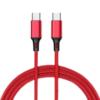 Cable de Carga y Transferencia de Datos USB C Macho a USB C Macho de 2 Metros, 60 W, 20 V, 3 A, con Trenzado de Nailon para Cargador de Teléfono Apple y Google