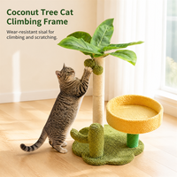 Arbre à chat en forme de palmier en gros avec lit pour chat, griffoir en sisal, petite tour en bois pour chats d'intérieur OEM ODM