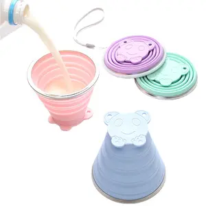 Reusable 180ml 250ml 320ml Silicone Collapsible Travel Cup Foldable Camping Cup With Lid