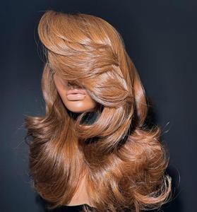 <span class=keywords><strong>Capelli</strong></span> Vietnamiti Yaki Lunghi Marrone Miele Senza Colla ad Alta Densità per Donna, con Piccolo Frontale Trasparente per Onde Profonde - Vendita Calda - Product Image 4