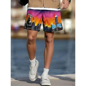 Shorts de sport pour homme, motif New York, en mesh, séchage rapide, pour la gym, les entraînements, les tenues décontractées, avec poches, légers et respirants - Product Image 3