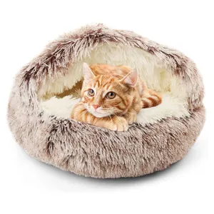 Hot Sale Luxury Fluffy Indoor Pads Round Soft Sleeping Pet Mat For Small Animal Washable Cat Cave Bed Dogs bed