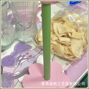Flower Shape Wooden Tissue Holder Desktop <b>Kitchen</b> <b>Paper</b> Towel Stand With Pink Green Design For Home Use - Product Image 3