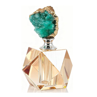 Flacons d'huile de parfum en cristal transparent K9 de qualité supérieure, pierre d'agate naturelle, 12 ml, rechargeables, vintage, pour aromathérapie