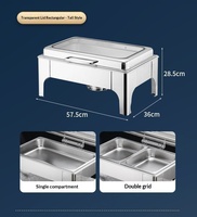 Réchaud de buffet rectangulaire en acier inoxydable 9L pour aliments, ensemble professionnel pour la restauration