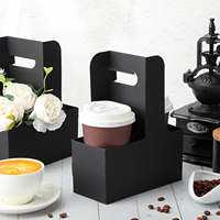 Porte-gobelets jetables 2 tasses avec poignée, support en papier pour café chaud ou froid, porte-gobelets à emporter pour livraison de repas