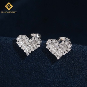 Pendientes de Diamantes Cultivados en Laboratorio con Micro Pavé en Forma de Corazón, Pendientes Iced Out, Plata de Ley 925, Cierre de Rosca, Regalo de San Valentín - Product Image 6