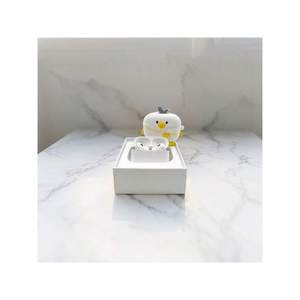 Motivo cartone animato pollo bianco 3D custodia con portachiavi Pro 2 cuffie compatibili per telefoni cellulari e dispositivi simili - Product Image 2