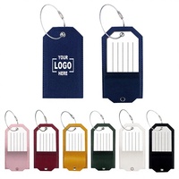 Étiquette de bagage personnalisée en cuir PU avec logo, sangle métallique, porte-cartes d'identité et de carte d'embarquement, cadeau promotionnel d'entreprise, cadeaux de bienvenue