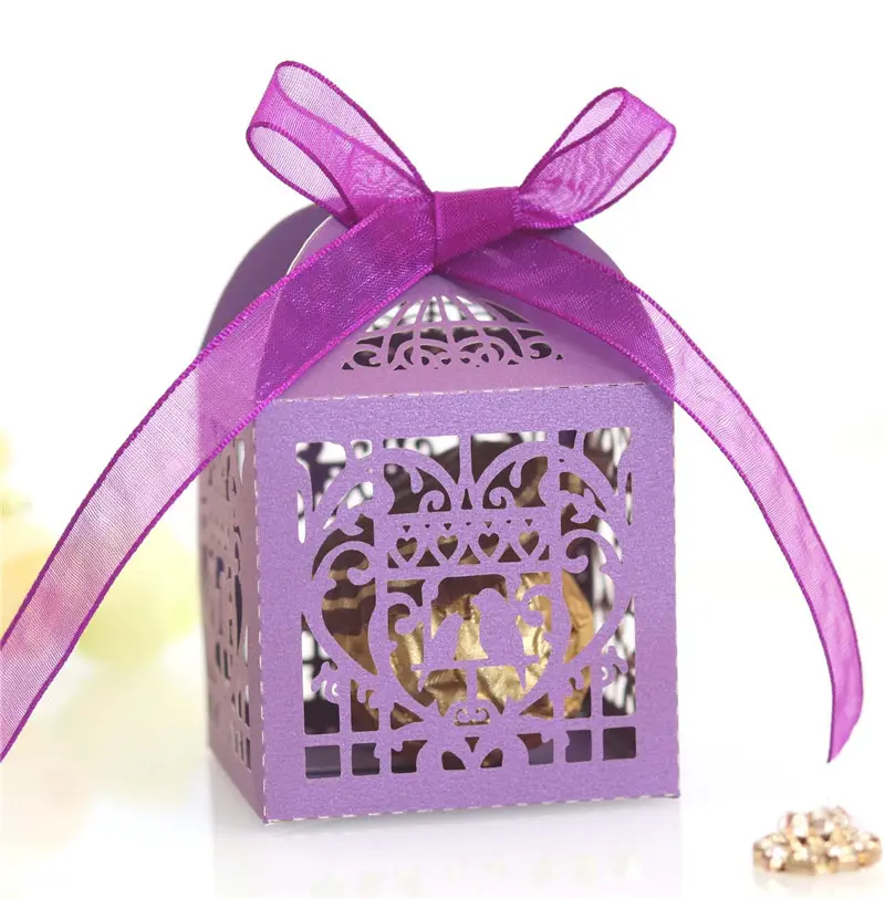 Caixa de presente para casamento e noivado, caixa de papel de amor com laser para doces de casamento, festa de aniversário