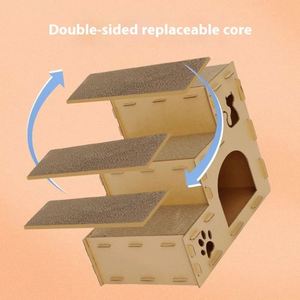Rascador para Gatos de Cartón Corrugado Extra Grande de Lujo, Integrado con Casa para Gatos y Árbol para Gatos, para Hacer Nido y Rascar - Product Image 2