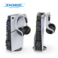 Ventilateur de refroidissement RGB à contrôle de température TP5-3538D pour console PS5 Slim, support vertical pour PS5 Slim + support pour casque