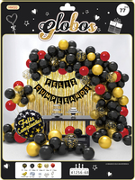 Kit de guirlande de ballons noirs et dorés avec des points de confettis, bannière de ballon noir pour ballon de fête d'anniversaire de mariage