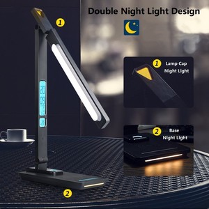 Modern Nordic LED Desk Lamp Alarm Clock Thermometer Wireless Charging 10W Bedroom Bedside <b>Study</b> <b>Table</b> 5 Color CCT Rectangle - Product Image 4