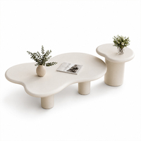 Table basse moderne en béton en forme de nuage, mobilier de maison avec base cannelée, durable et imperméable pour salon et terrasse extérieure
